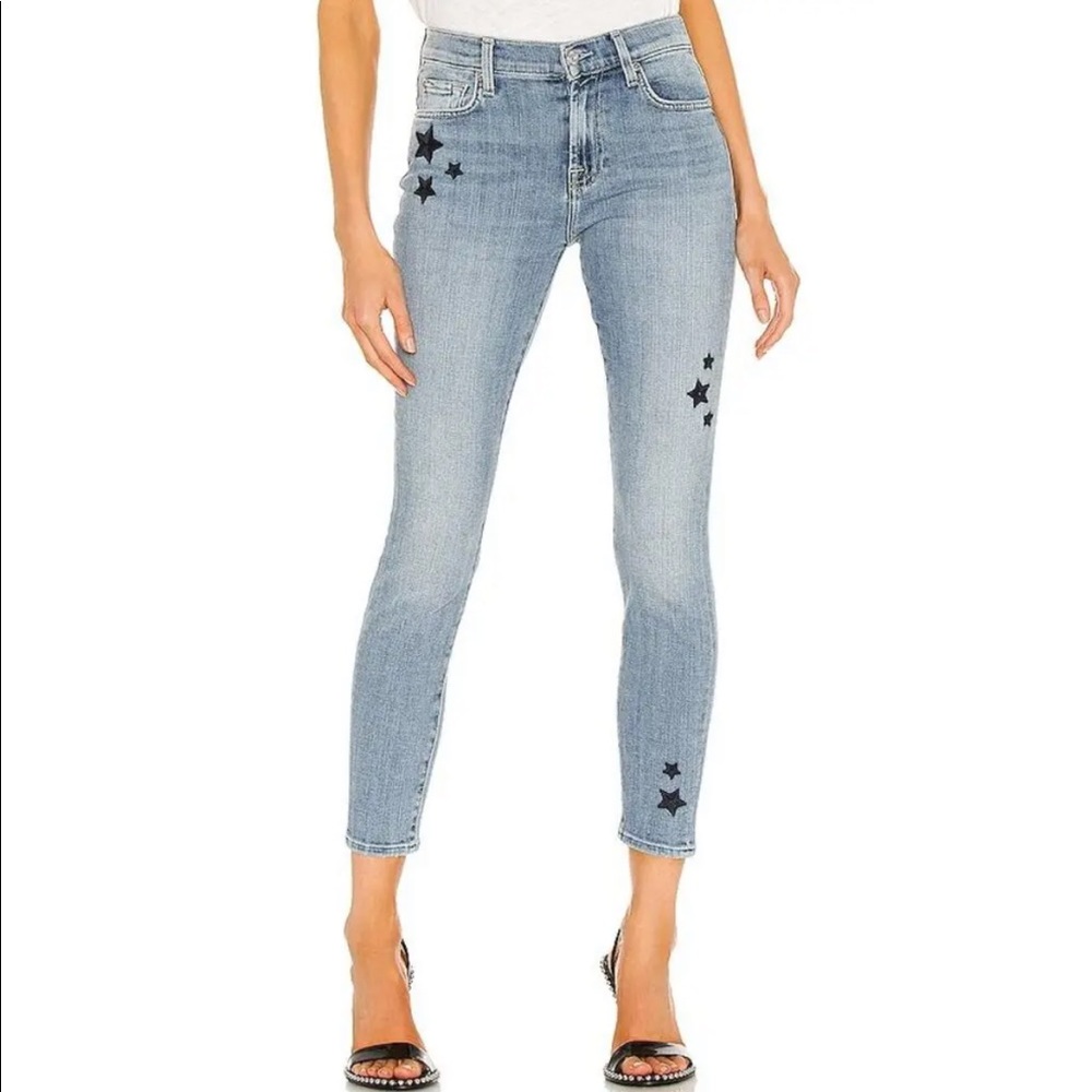7 For All Mankind Ankle Skinny Jeans With Stars Embroidered
